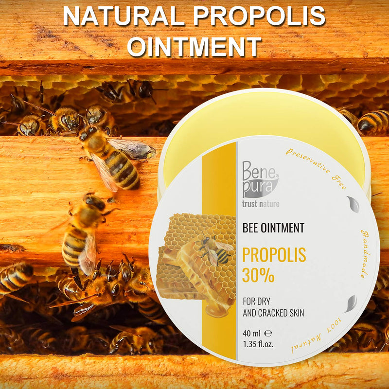 BenePura Propolis Ointment - Itch Relief Cream - Eczema Cream for Adults - Dry Foot Cream for Cracked Heels and Dry Skin - Cracked Heel Repair Cream - Natural Propolis Cream with 30% Propolis - 40 ml - NewNest Australia