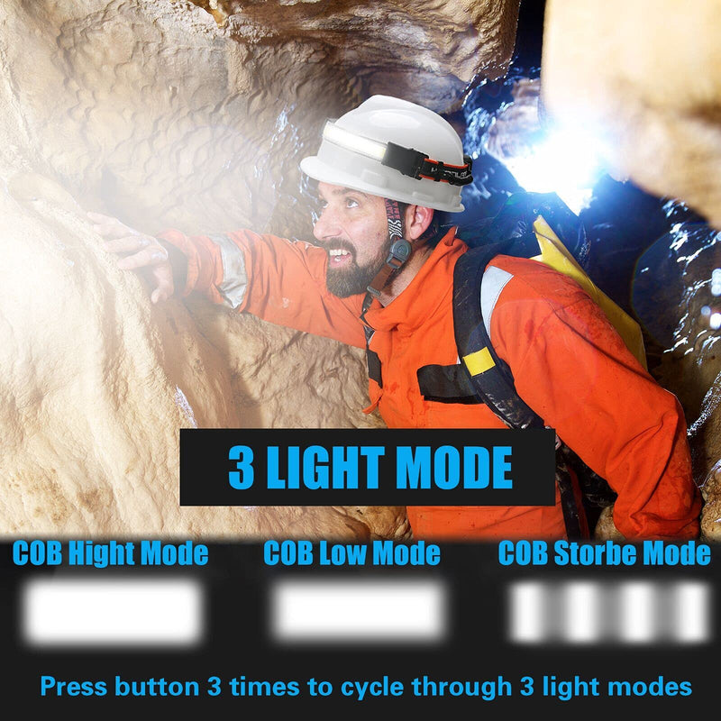 2 Rechargeable Headlamps, COSOOS Bright LED Headlamp Flashlight, Wide Beam, 210° Illumination, 500 Lumen, 3.8oz Lightweight Head Lamp for Camping, Running, Hiking, Hard Hat Headlight 2 - NewNest Australia