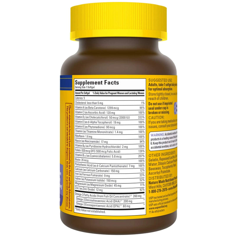 Nature Made Postnatal Multivitamin + DHA 200 mg, 60 Softgels, to Support Nursing Moms & Babies During Breastfeeding, Postnatal Vitamins & Nutrients Include Iron, Vitamin D3, Calcium, Iodine - NewNest Australia