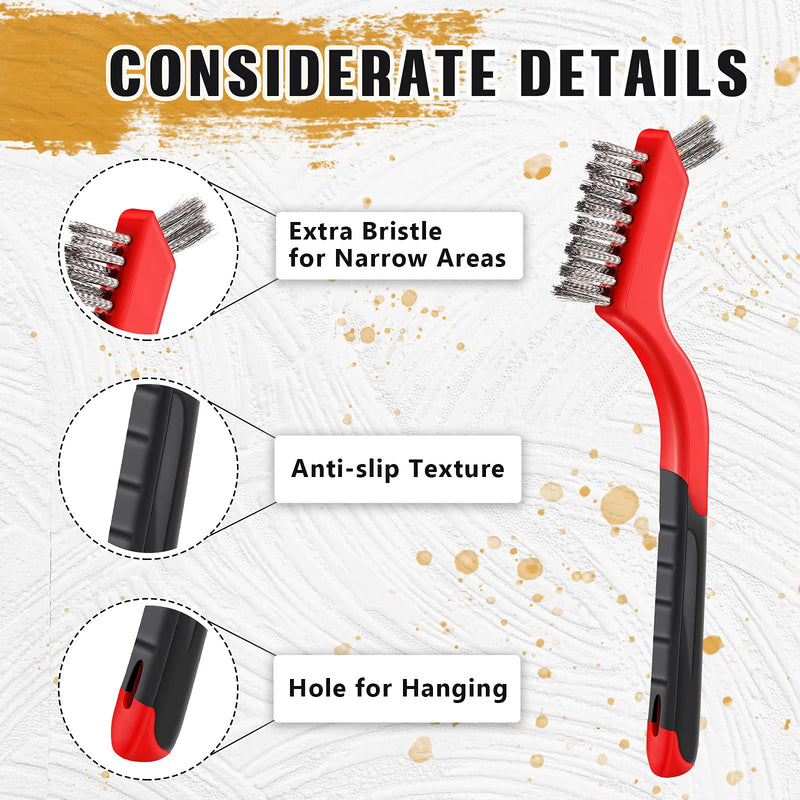 10 Pieces Wire Brush for Cleaning Welding Slag Rust, Brass and Stainless Steel Brush Head, Extra Bristles for Narrow Areas, Heavy Duty Mini Crimped Scratch Brush for Cleaning Grill Welding Slag Rust - NewNest Australia