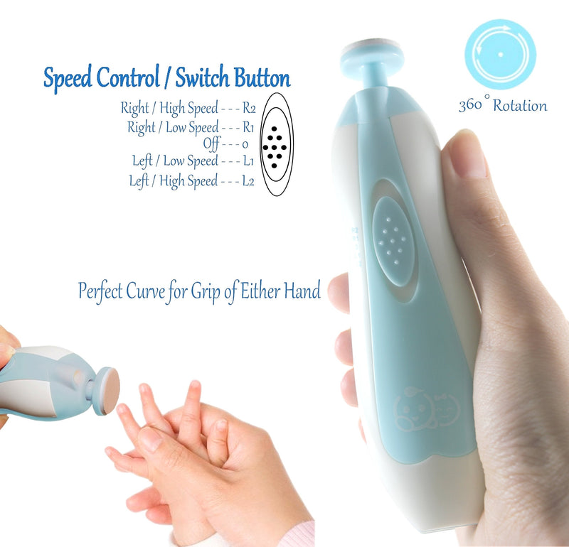 Baby Nail Clippers 20 in 1 by Royal Angels Baby | Safe Electric Baby Nail Trimmer, Baby Nail File Kit, Additional Replacement Heads, Newborn Toddler Toes and Fingernails, Trim and Polish (Blue) Blue - NewNest Australia