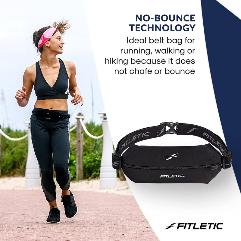 Fitletic - Mini Sport Belt Runners Pouch, Running Waist Belt, Expandable Lycra Running Pouch with Adjustable Band, Waist Pouch for Phone, IDs, and Credit Cards Black - NewNest Australia