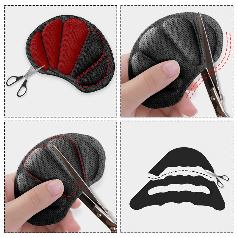 Sibba 4 Pairs Shoe Fillers for Big Shoes Includes 2 Pairs Adjustable Toe Filler Inserts and 2 Pairs Heel Grips Liner Insert Preventing Too Big Shoe Relieve Pain Foot Care Protector 4 Pairs Black - NewNest Australia