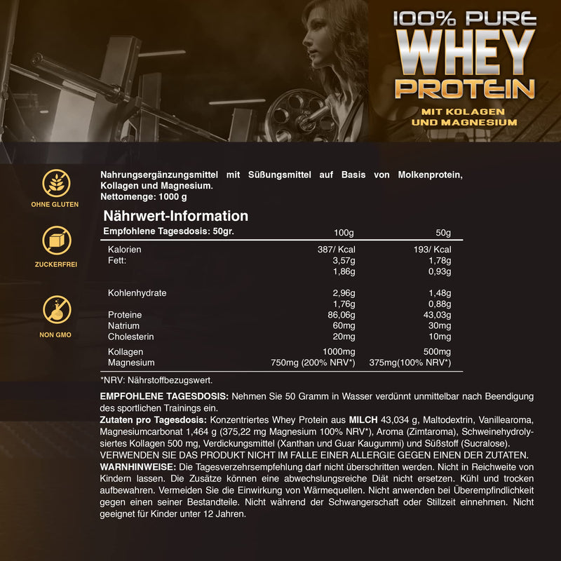 Healthy Fusion Whey Protein, Pure Whey Protein With Collagen + Magnesium, Strengthens And Builds Muscle Mass, Improves Your Training, 1000 G Protein (Vanilla) - NewNest Australia