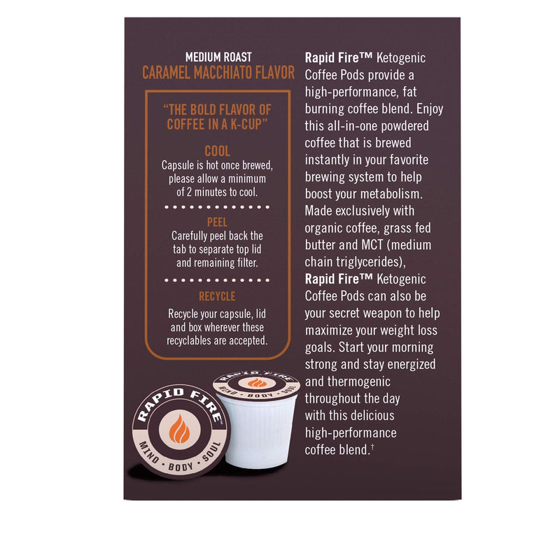 Rapidfire Caramel Macchiato Ketogenic High Performance Keto Coffee Pods, Supports Energy & Metabolism, Weight Loss Diet, Single Serve K Cup, Brown, 16 Count - NewNest Australia