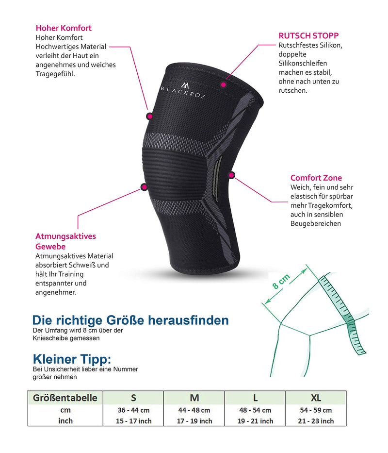 Blackrox Knee Brace Knee Bandage Comparison Winner Women And Men, Meniscus Compression Knee Bandage, Sports Knee Support, Sports Football, Jogging, Breathable, Elastic, Preventative, For Sporting Activities, With Silicone Ring - NewNest Australia