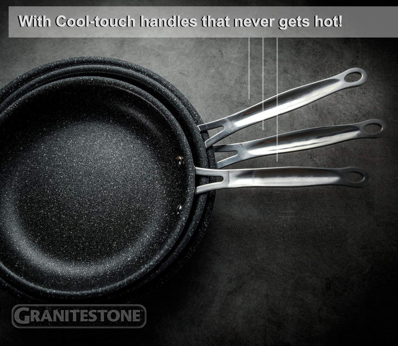 GRANITESTONE 2144 Nonstick, No-warp, Mineral-enforced Frying Pans with Stay-Cool Handles, Dishwasher-safe, PFOA-Free As Seen On TV (10-inch) 10-inch - NewNest Australia