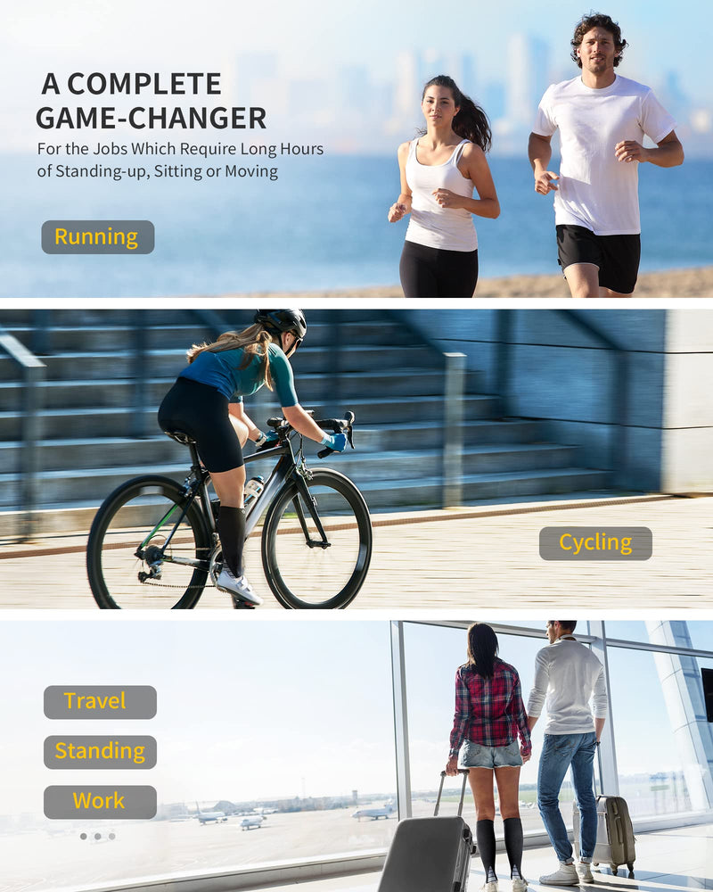 CAMBIVO compression stockings for men and women, 2 pairs, compression socks, support stockings for running, sports, flights, travel, cycling, L-XL, black - NewNest Australia