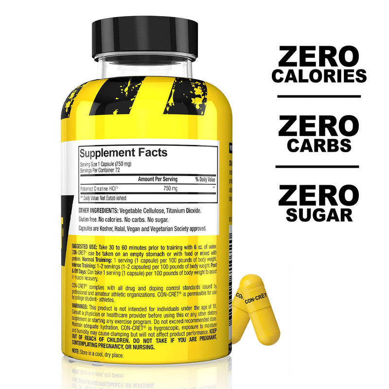 ProMera Sports CON-CRET Patented Creatine HCl Capsules 750 mg, 72 Caps - NewNest Australia