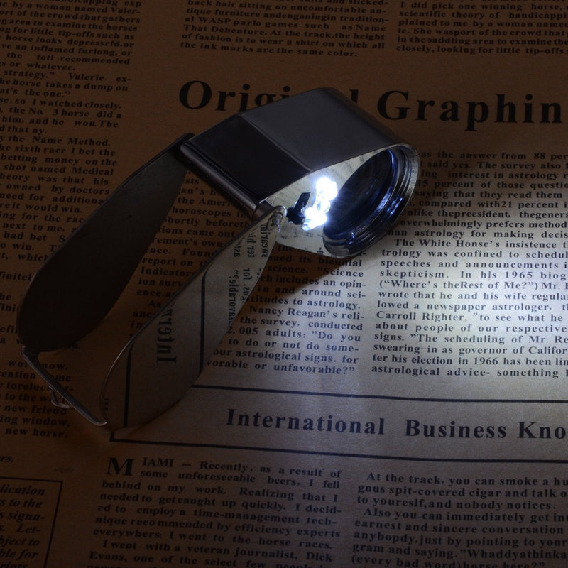 40X Full Metal Illuminated Jewelry Loop Magnifier, XYK Pocket Folding Magnifying Glass Jewelers Eye Loupe with LED(LED Currency Detecting/Jewelry Identifying) 40x metal - NewNest Australia