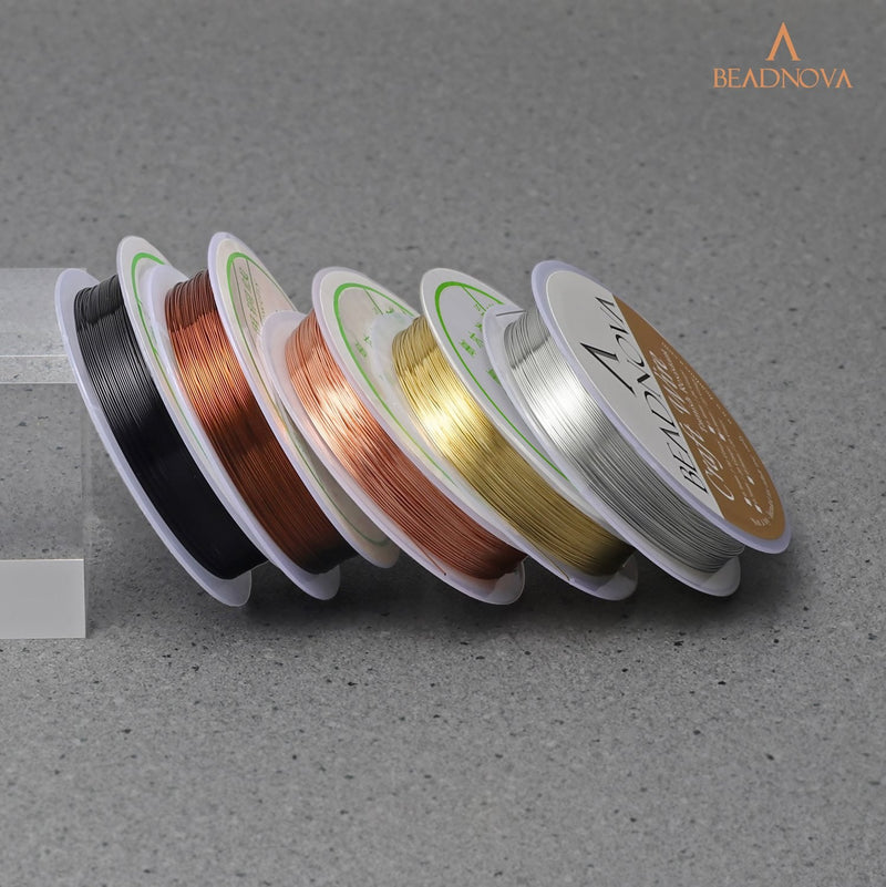 BEADNOVA Craft Wire Jewelry Beading Wire Tarnish Resistant Copper Wire for Jewelry Making with Cutting Pliers (5pcs, 26 Gauge) - NewNest Australia