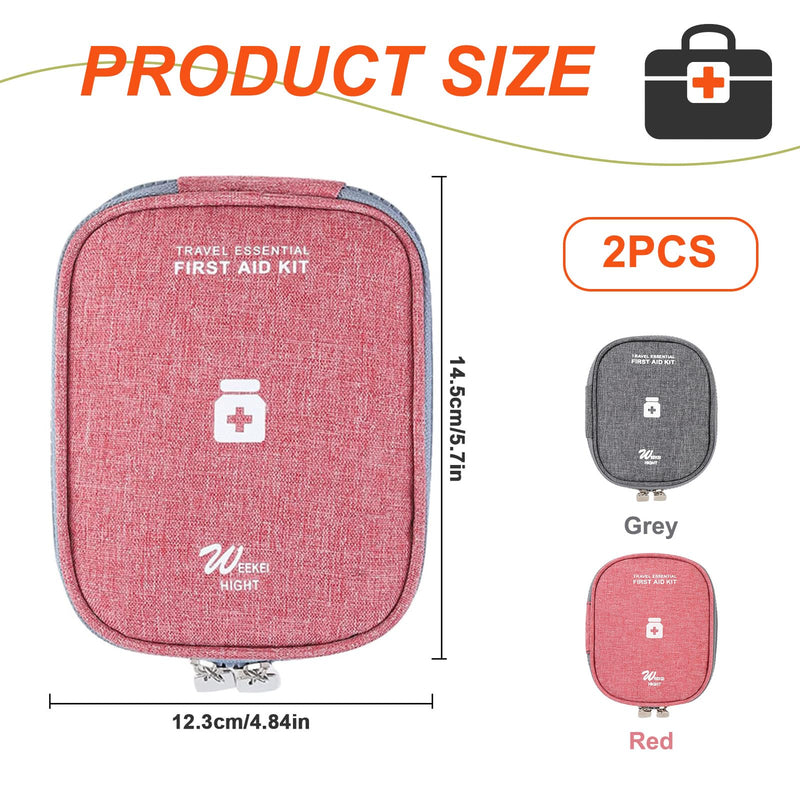Cpyjw Pack Of 2 Small Medicine Bag, Travel Pharmacy Bag, Mini First Aid Bag, Medicine Bag, On The Go Small Travel Pharmacy Waterproof For In The Office, Travel, Camping (Grey + Wine Red, Gray - NewNest Australia