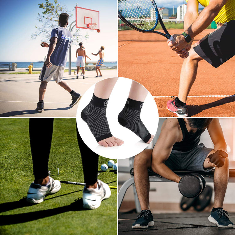 CAMBIVO ankle bandage 2 pairs, ankle bandage, ankle bandage, Achilles tendon bandage against heel spurs, plantar fasciitis, sprains, foot bandage for sports, fitness, everyday life, black M - NewNest Australia