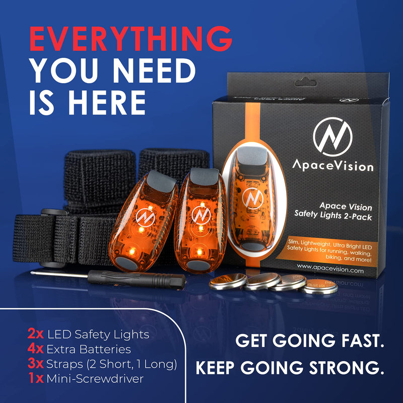 LED Safety Light (2 Pack) + Free Bonuses | Clip On Strobe/Running Lights for Runners, Dogs, Bike, Walking | The Best High Visibility Accessories for Your Reflective Gear, Bicycle etc Orange - NewNest Australia