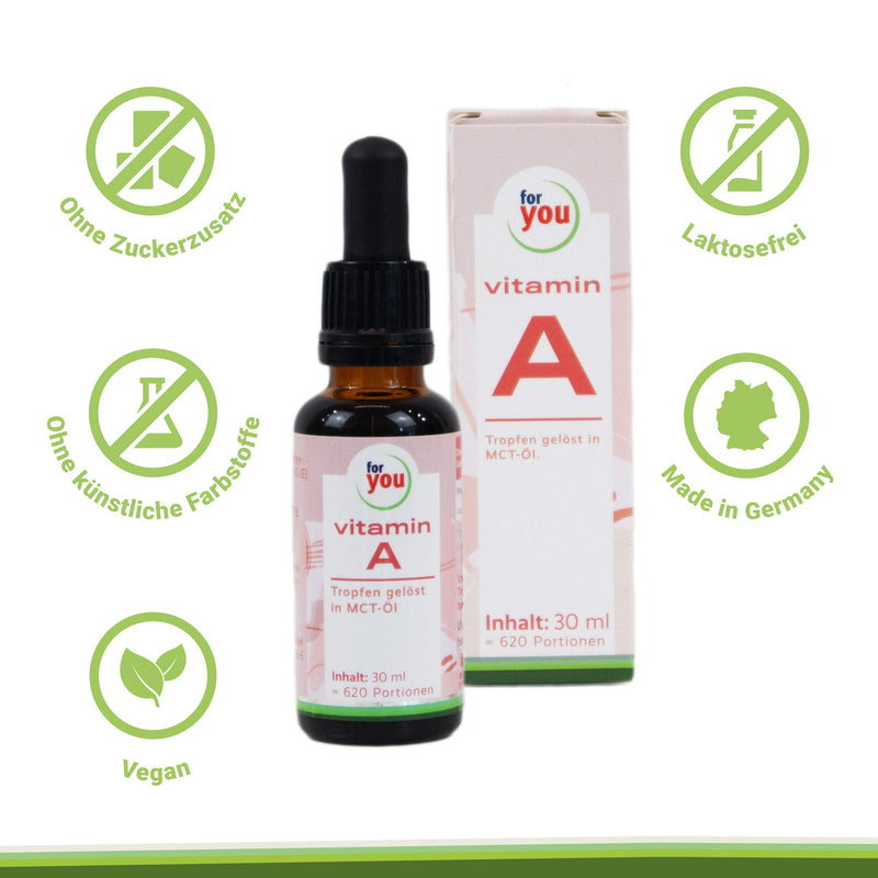 vitamin A liquid | Highly dosed drops dissolved in high-quality MCT oil from coconut I 30 ml Vitamin A drops vegan 620 servings I daily dose 5 Vit A drops 2000 IU | Eye vitamin, skin aging - NewNest Australia