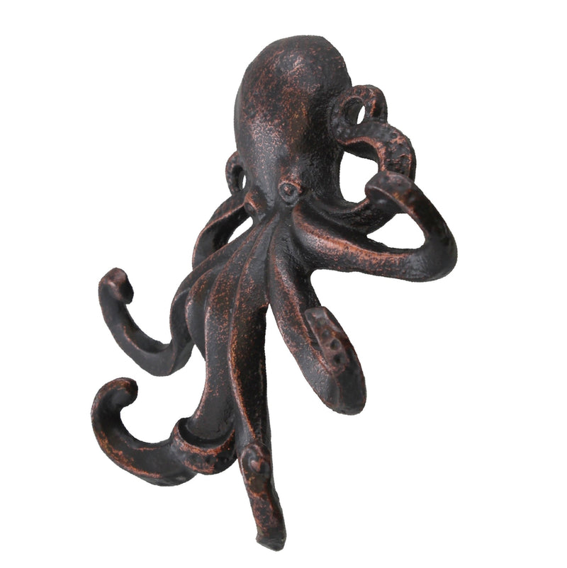 NewNest Australia - Decorative Cast Iron Octopus 5 Arm Wall Hook - Rustic Copper Finish 