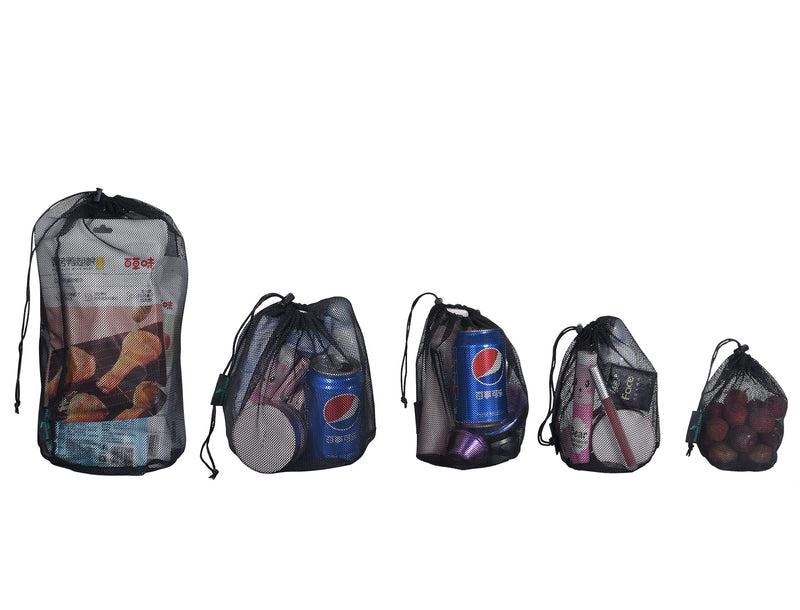 iBasingo Black Drawstring Bags Mesh Bag Nylon Sack Durable Net Bag Small Travel Stuff Sack Mesh Storage Ditty Bag for Cosmetics Shower Gels Bottle Pot Tennis Golf Ball Outdoor Tools 5 pieces/lot Bvp04xl: 7,09 X 7,68 Inches - NewNest Australia