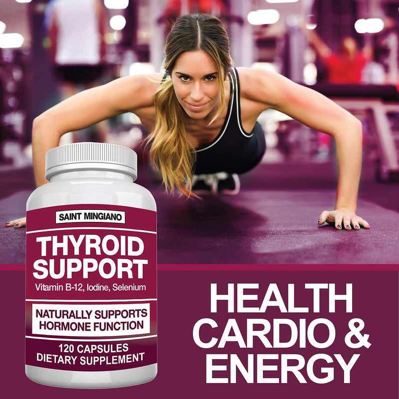 Thyroid Support Supplement with Iodine |120 Capsules to Help Body Mass & Improve Energy, Cardiovascular, Energy & Focus Formula | 14 Natural Vitamins - NewNest Australia