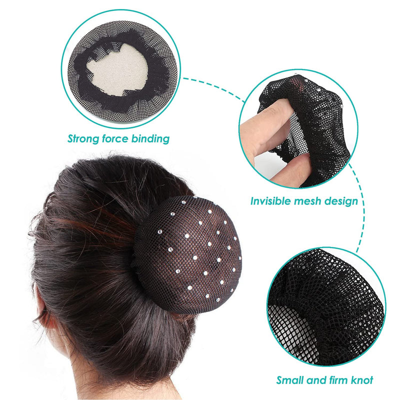 YHZMY 4 Pack Elastic Hair Nets, Invisible Hair Net, Bun Cover Elastic Edge Mesh, Women Hair Nets, Invisible Hair Nets for Women, Hair Nets for Ballet for Dance Ballet Wig Catering Bun and Hair Fixing - NewNest Australia