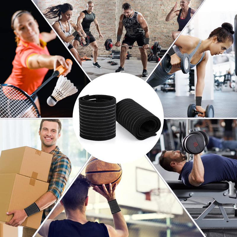 Sibba Elastic Wrist Band Wrap 4 Pieces Breathable Polyester Sleeve Compression Brace Wristband Hand Supports Splint Support Strap for Tennis Gym Sport Men Women Black - NewNest Australia