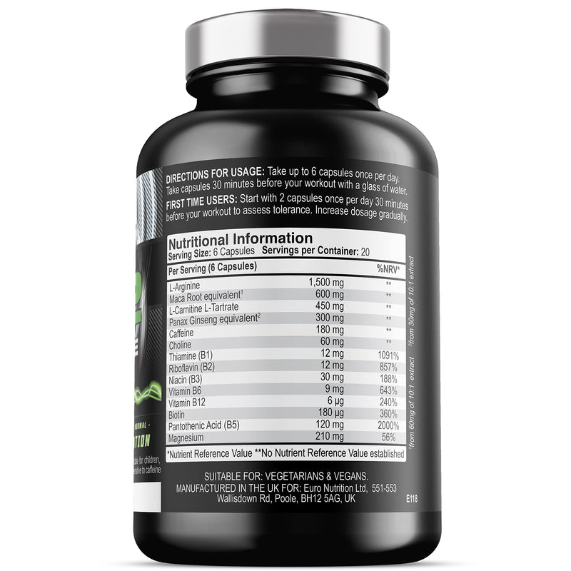NO2 Xtreme - Nitric Oxide Supplement - Pump Pre Workout Tablets - with L Arginine, Niacin and Caffeine - Vegetarian & Vegan Nitric Oxide Supplements for Men and Women (120 Capsules) - NewNest Australia