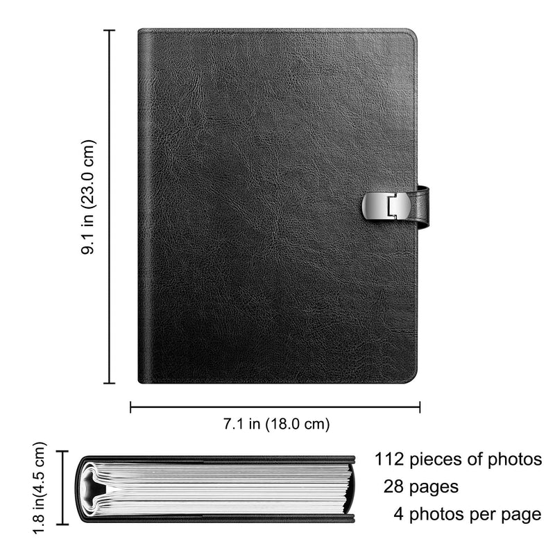 Fintie Photo Album 4x6 Photos - 112 Photos Premium Vegan Leather Cover with Snap Fastener, Portable Wallet Photo Albums (Black) Black - NewNest Australia