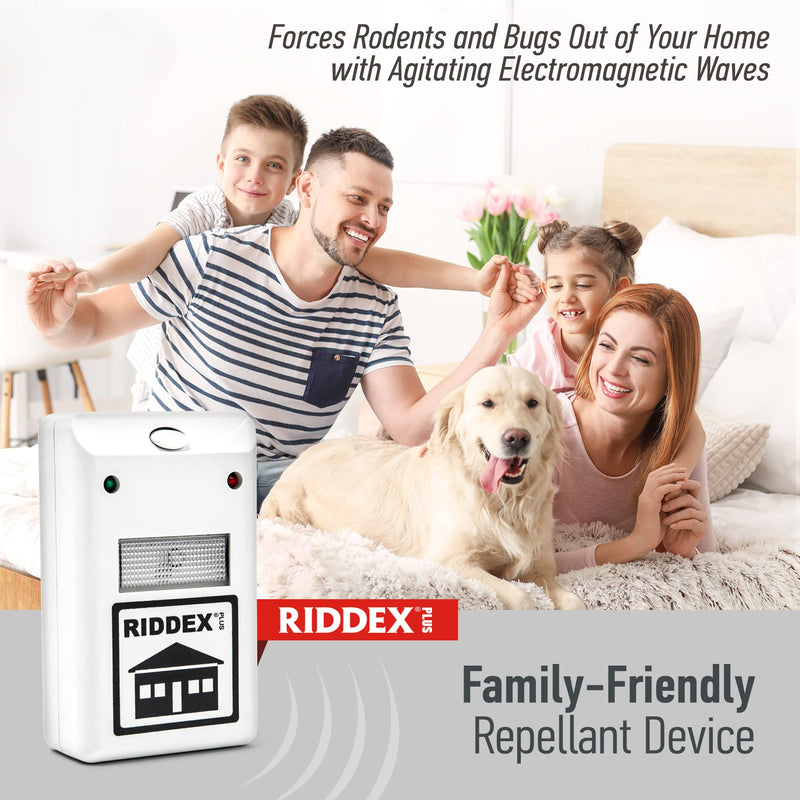 RIDDEX Plus Insect Repellent | Plug in, Mouse Deterrent - Pest Control for Defense Against Rats, Mice, Roaches, Bugs and Insects | Control Pests with No Chemicals or Poison | White - NewNest Australia