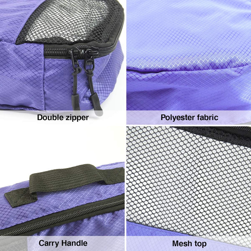 ANSIO Packing Cubes, Travel Luggage Organiser Set, Travel Cubes, Compression Bag Suitcase, Value Set for Travel and Home Storage, Small, Medium, Large, XL - (6 Piece Set) - Purple - NewNest Australia
