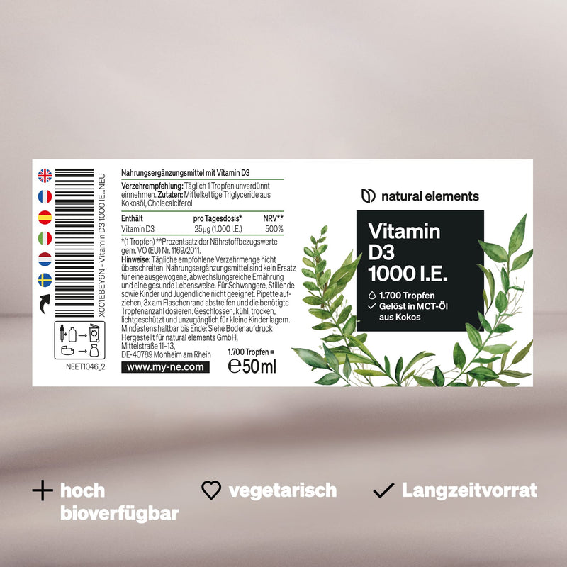 Vitamin D3 - Laboratory-Tested 1000 Iu Per Drop, Value For Money Winner 2018* ‚ 50 Ml (1750 Drops) ‚ In Mct Oil Made From Coconut ‚ High Dose, Liquid And Made In Germany - NewNest Australia