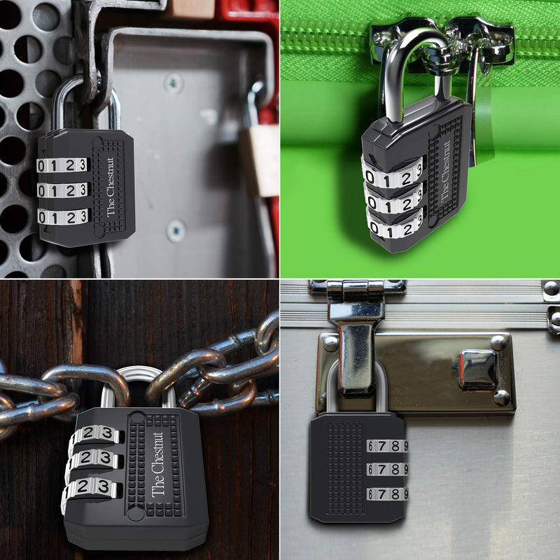 Padlock with 3 Digit Combination - Outdoor Weatherproof Combination Lock - Keyless Resettable Combo - for Luggage, Fence, Travel, Gate, Door, School, Gym, Sports, Toolbox, Case, Employee Lockers, Hasp 1 - NewNest Australia