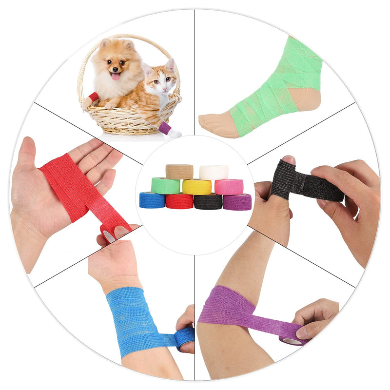 Tonyg-P 9 Rolls Of Self-Adhesive Bandage Cohesive Bandage Elastic Bandage Wound Plasters Adhesive Bandage Veterinary Wrap Tape For Wrists, Fingers, Calves, Toes, 2.5 Cm X 4.5 M (Multi-Colour) - NewNest Australia