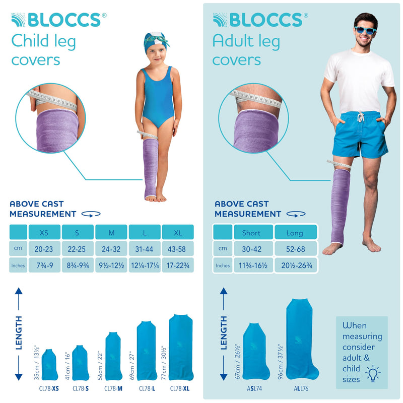 Bloccs – Long waterproof leg protector for casts, adults, blue, adult - long leg protector - NewNest Australia
