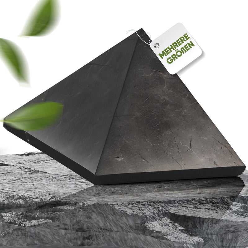 PURAJA Shungite Pyramid | Original from Karelia | Polished | Contains fullerenes | With certificate from the Zazhoginskij mine 10 cm (pack of 1) - NewNest Australia