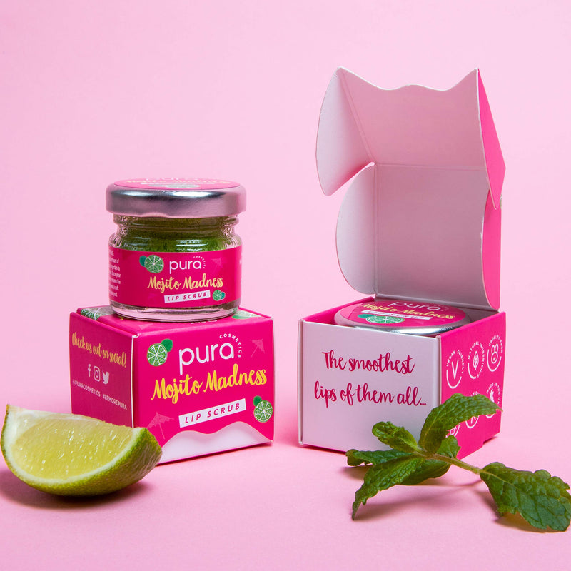 Pura Cosmetics Vegan Lip Scrub in Mojito Madness (28g) - Natural Ingredients, Cruelty-Free, Plastic-Free Packaging & Made in the UK - NewNest Australia