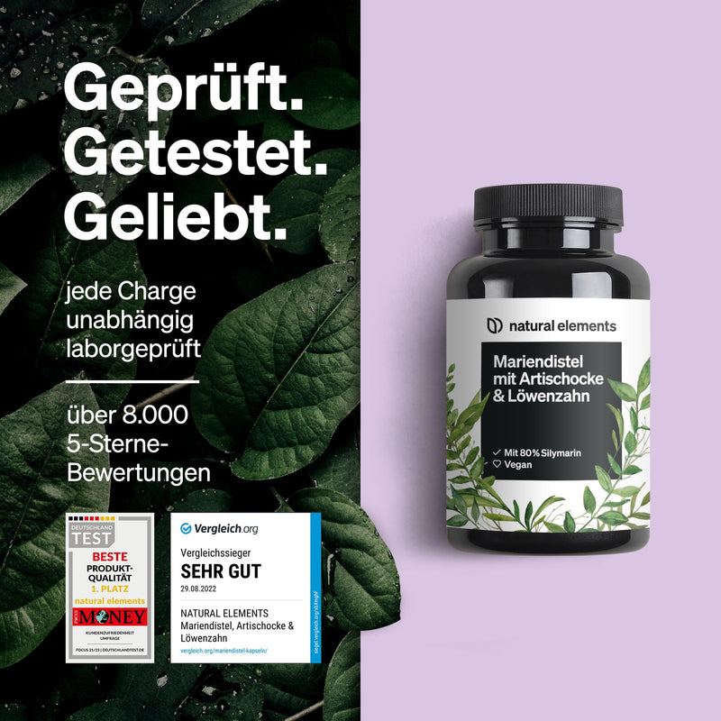 Marian Thistle, Artichoke & Dandelion Complex - 120 Capsules - Comparison Winner 2019* - High Dose With 80% Silymarin - No Magnesium Stearate, Vegan And Made In Germany. - NewNest Australia