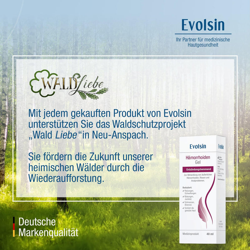 Evolsin® hemorrhoid gel - against burning, pain, bleeding and itching - anti-inflammatory hemorrhoid ointment also for anal fissures - medical product - NewNest Australia
