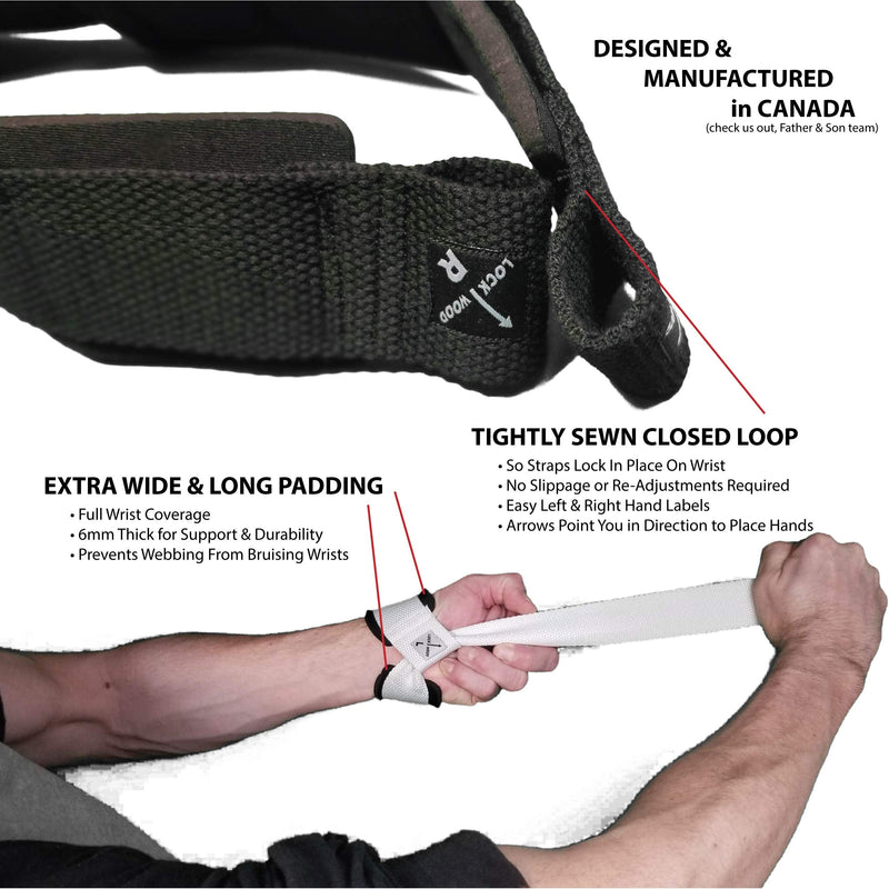 LOCK-WOOD Weightlifting Wrist Support Straps Lift Heavier & Secure Your Grip Desert Green Large (6-9in wrists) with Male Logo - NewNest Australia