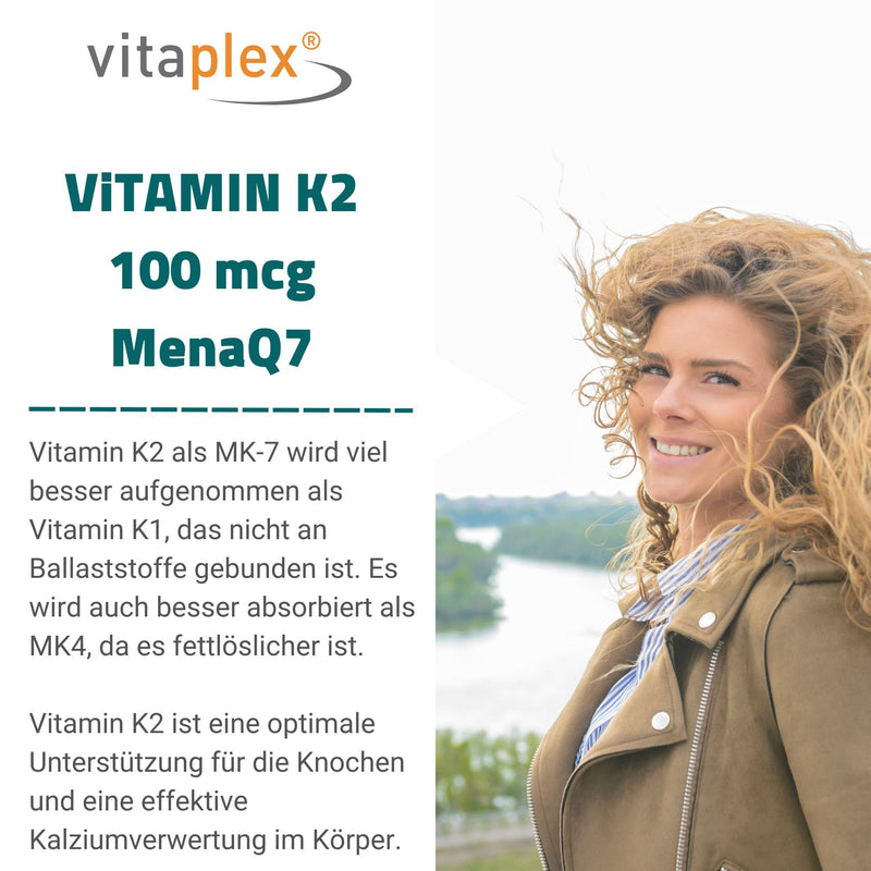 Vitaplex vitamin K2 capsules high dose MK-7 (100 mcg, 90 tablets) - natural vitamin K2 D3 therapy - fat-soluble MK 7 vitamin K2 - NewNest Australia