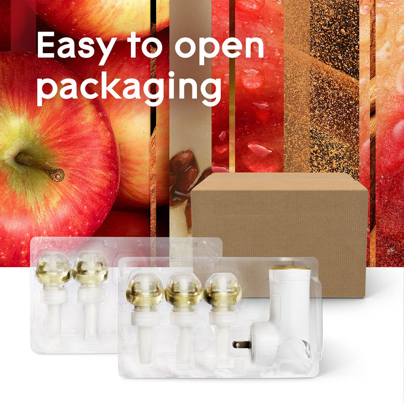 Glade PlugIns Refills Air Freshener Starter Kit, Scented and Essential Oils for Home and Bathroom, Apple Cinnamon, 3.35 Fl Oz, 1 Warmer + 5 Refills 6 Piece Set - NewNest Australia