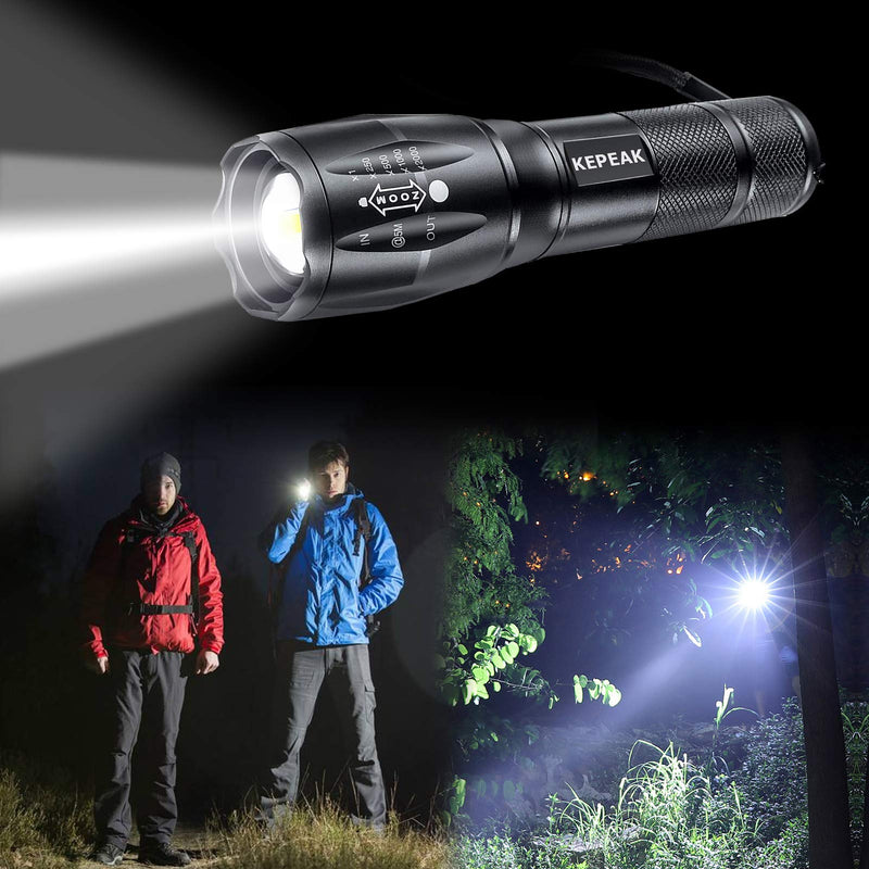 KEPEAK LED Flashlight, 5 Modes Tactical Flashlight, IPX5 Water Resistant, High Lumen, Zoomable Flashlight for Camping, Outdoor, Hiking, Emergency 1 Pack Flashlight - NewNest Australia