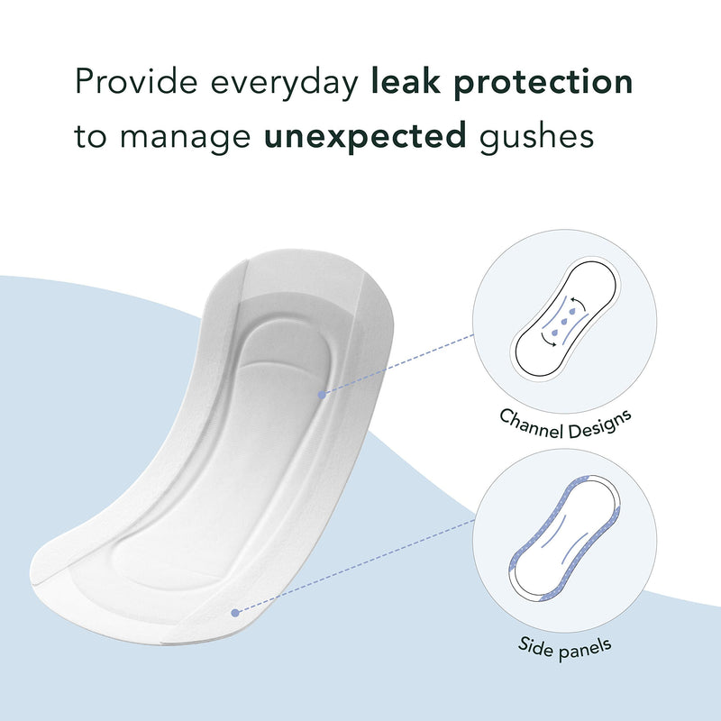 Rael Organic Cotton Cover Incontinence Liners - Long Size, Bladder Control Liners, 4-Layer Core Protection with Leak Guard Technology (36 Count) Light Long 36 Count - NewNest Australia