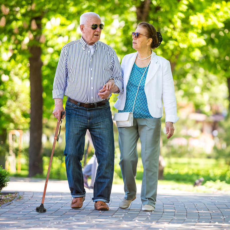 supregear Folding Cane, 5-Level Adjustable Folding Cane with T-Handle and Anti-lost Wrist Strap Non-Slip Self-Standing 4-Legged Rubber Support Collapsible Cane for Elderly Disabled Men Women Brown - NewNest Australia