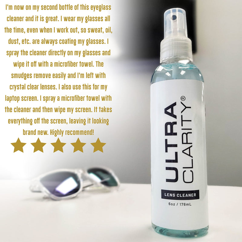 ULTRA CLARITY Eyeglass Lens Cleaning Spray 6 oz, Glasses, Phone & Electronic Screens, Optic Surfaces, Ideal Even on Coated Surfaces, Silicone-Free, Safe Professional Grade Formula 6oz - NewNest Australia