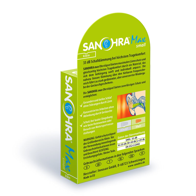 Sanohra Max Soft Earplugs For Children - Particularly Soft Earplugs With Maximum Noise Insulation For Sleeping, Working And Against Snoring - 33 Db Snr Noise Insulation - 12 Soft Earplugs - For Children - NewNest Australia