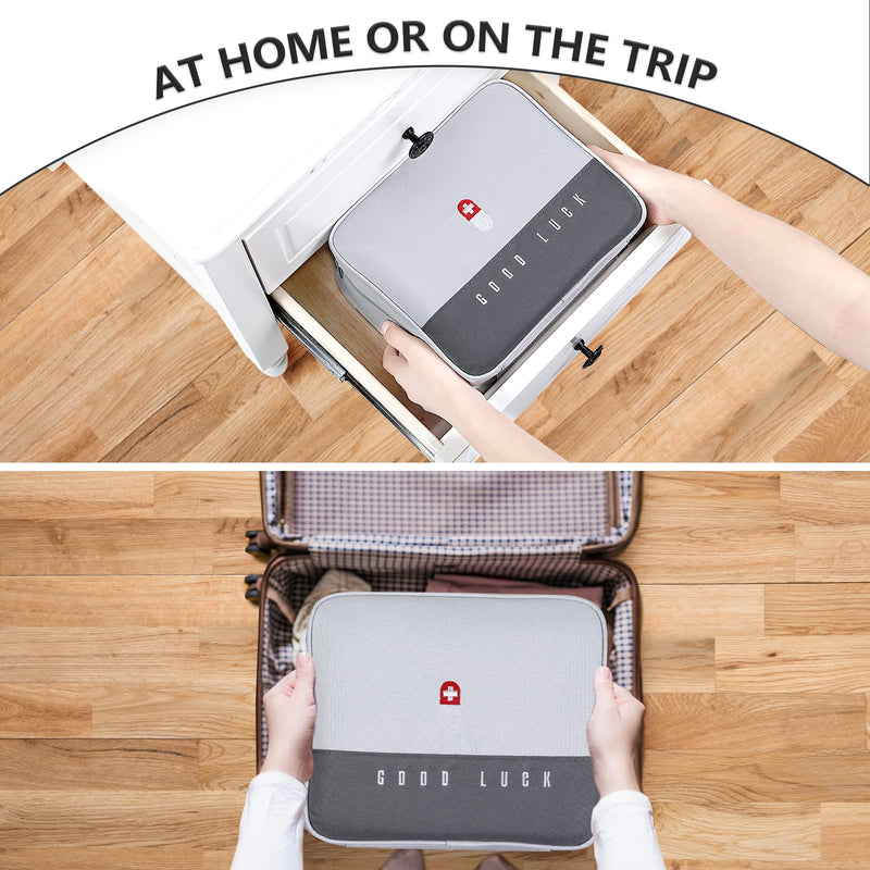 Romon Pack Of 2 Medicine Bag, Travel Pharmacy Bag, Waterproof, Large & Small Medicine Bag, Travel, Portable Medicine Storage Bag For Home, Office, Travel, Gray - NewNest Australia