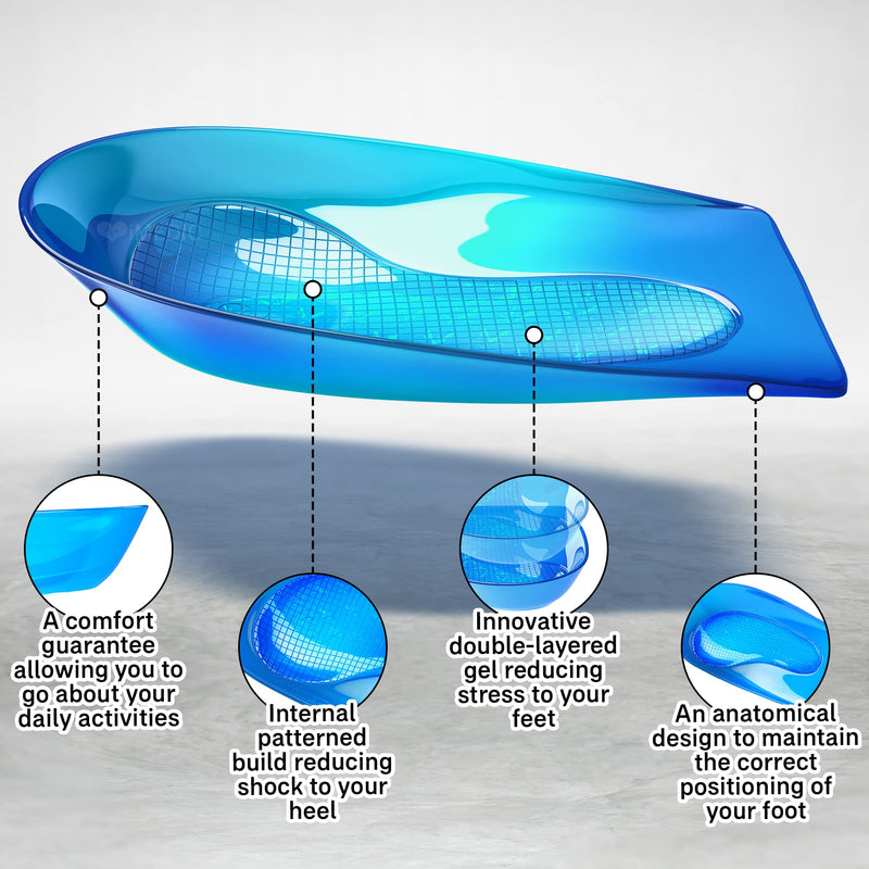 Medipaq Posture Correcting Gel Heel Pads - 1 Pair (S/M: UK Size 3-8) Gel Heel Cups - Gel Heel Pads for Plantar Fasciitis - Angled Design Corrects Pronation or Supination 1x Pair - S/M (Size 3 - 8) - NewNest Australia