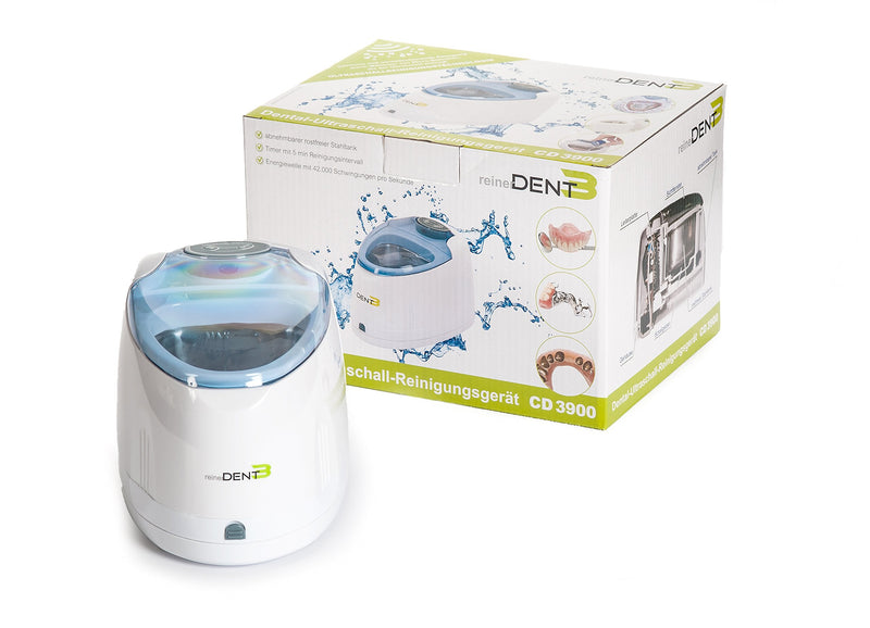 reinerDENT3 Dental ultrasonic cleaning device - including denture brush + 50ml free sample ReinerDENT3 denture cleaner + 32-page guide for denture wearers - the dentist recommendation with 2 year guarantee - NewNest Australia