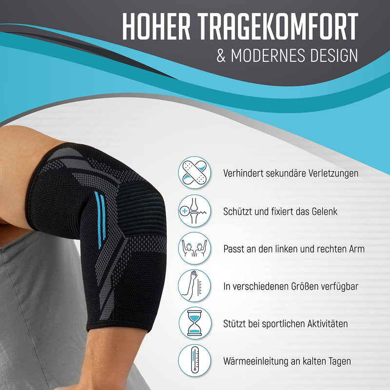 KINETIC EVOLUTION Elbow bandage for men and women, sports compression, bandage against elbow pain, breathable, stabilized and supported, sports bandage for tennis, volleyball, weight training, golf, handball, Nordic walking, XL black - NewNest Australia