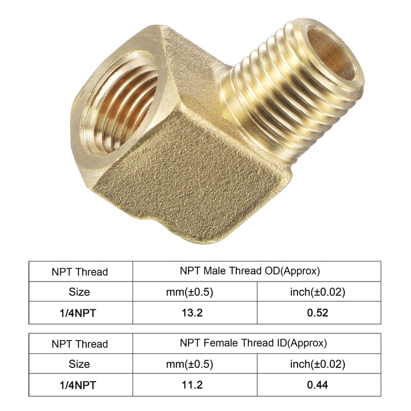 uxcell Brass Hose Fitting Elbow 1/4 NPT Male to Female Thread Right Angle Pipe Connector Adapter - NewNest Australia