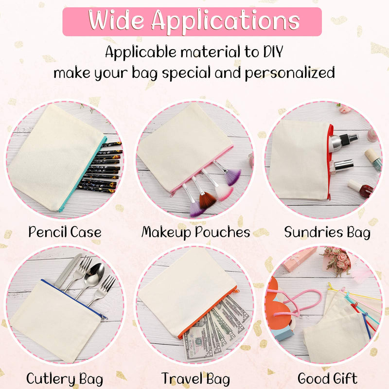 40 Pieces Canvas Zipper Pouch Bags Canvas Pencil Pouch Canvas Makeup Bags Blank Canvas Pencil Case Canvas Cosmetic Bag for Travel DIY Craft School (7.09 x 4.33 Inches, S) 7.09 x 4.33 Inches, S - NewNest Australia